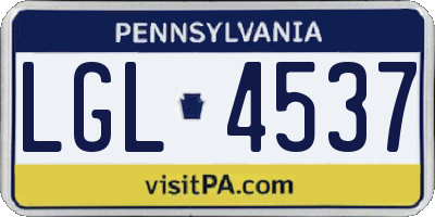 PA license plate LGL4537