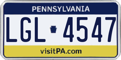 PA license plate LGL4547