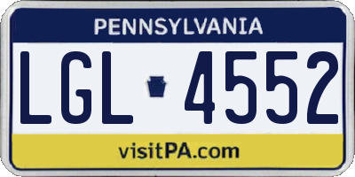 PA license plate LGL4552