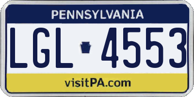 PA license plate LGL4553