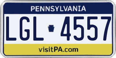 PA license plate LGL4557