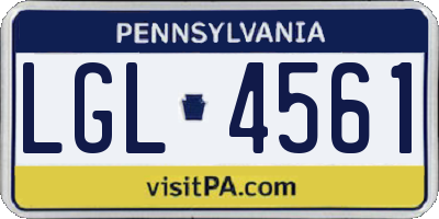 PA license plate LGL4561