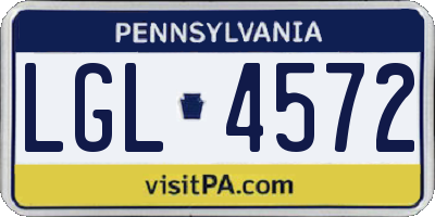 PA license plate LGL4572