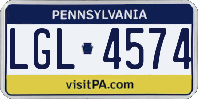 PA license plate LGL4574