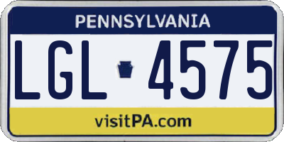 PA license plate LGL4575