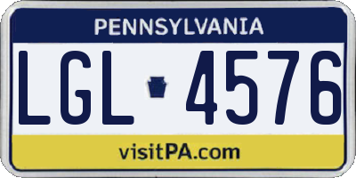 PA license plate LGL4576