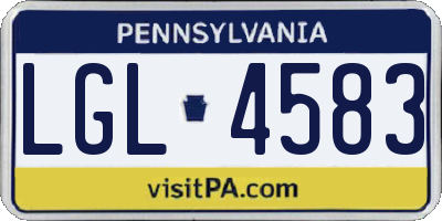 PA license plate LGL4583