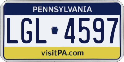 PA license plate LGL4597