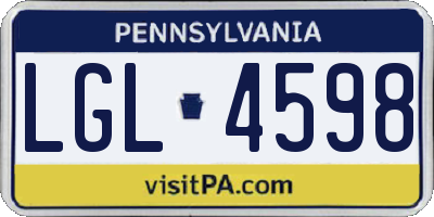 PA license plate LGL4598