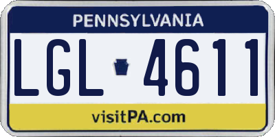 PA license plate LGL4611