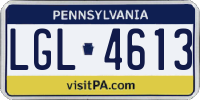 PA license plate LGL4613
