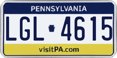 PA license plate LGL4615