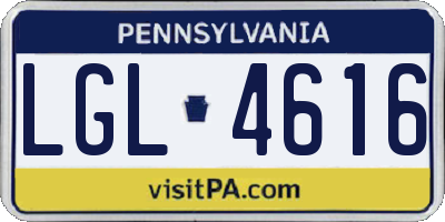 PA license plate LGL4616