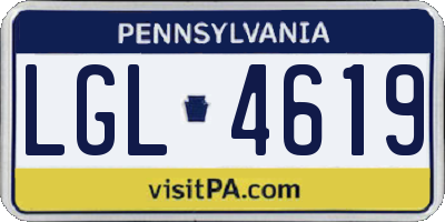 PA license plate LGL4619
