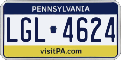 PA license plate LGL4624