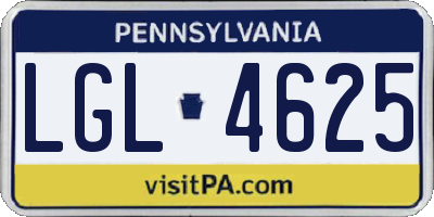 PA license plate LGL4625