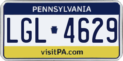 PA license plate LGL4629
