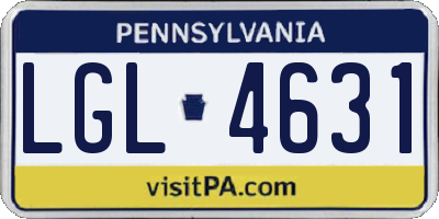 PA license plate LGL4631
