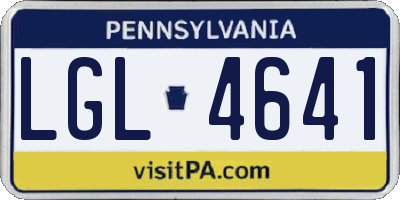 PA license plate LGL4641