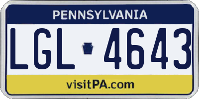 PA license plate LGL4643