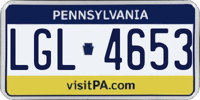 PA license plate LGL4653