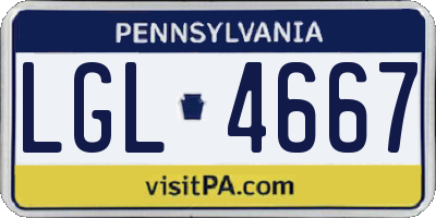 PA license plate LGL4667
