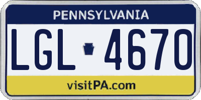 PA license plate LGL4670