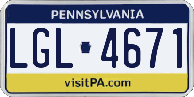 PA license plate LGL4671