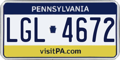 PA license plate LGL4672