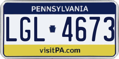PA license plate LGL4673