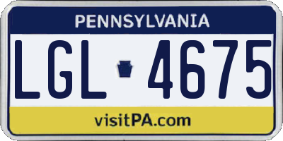 PA license plate LGL4675