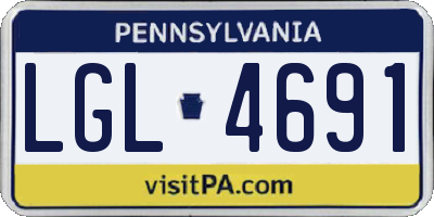 PA license plate LGL4691