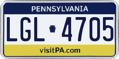 PA license plate LGL4705