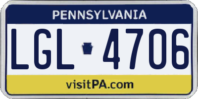 PA license plate LGL4706