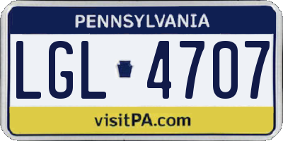 PA license plate LGL4707