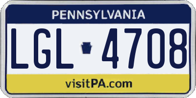 PA license plate LGL4708