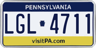 PA license plate LGL4711