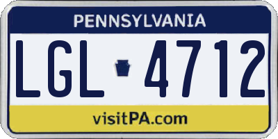 PA license plate LGL4712