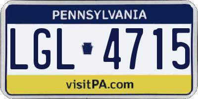 PA license plate LGL4715