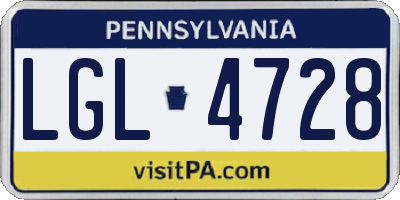 PA license plate LGL4728