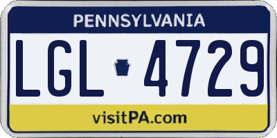 PA license plate LGL4729