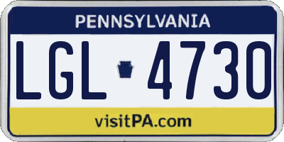 PA license plate LGL4730