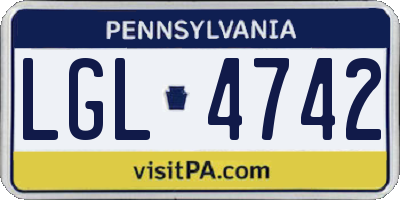 PA license plate LGL4742
