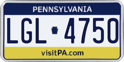 PA license plate LGL4750