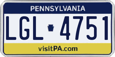 PA license plate LGL4751