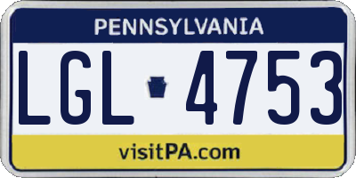 PA license plate LGL4753