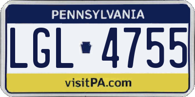 PA license plate LGL4755
