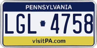PA license plate LGL4758
