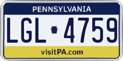PA license plate LGL4759