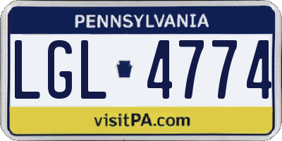 PA license plate LGL4774